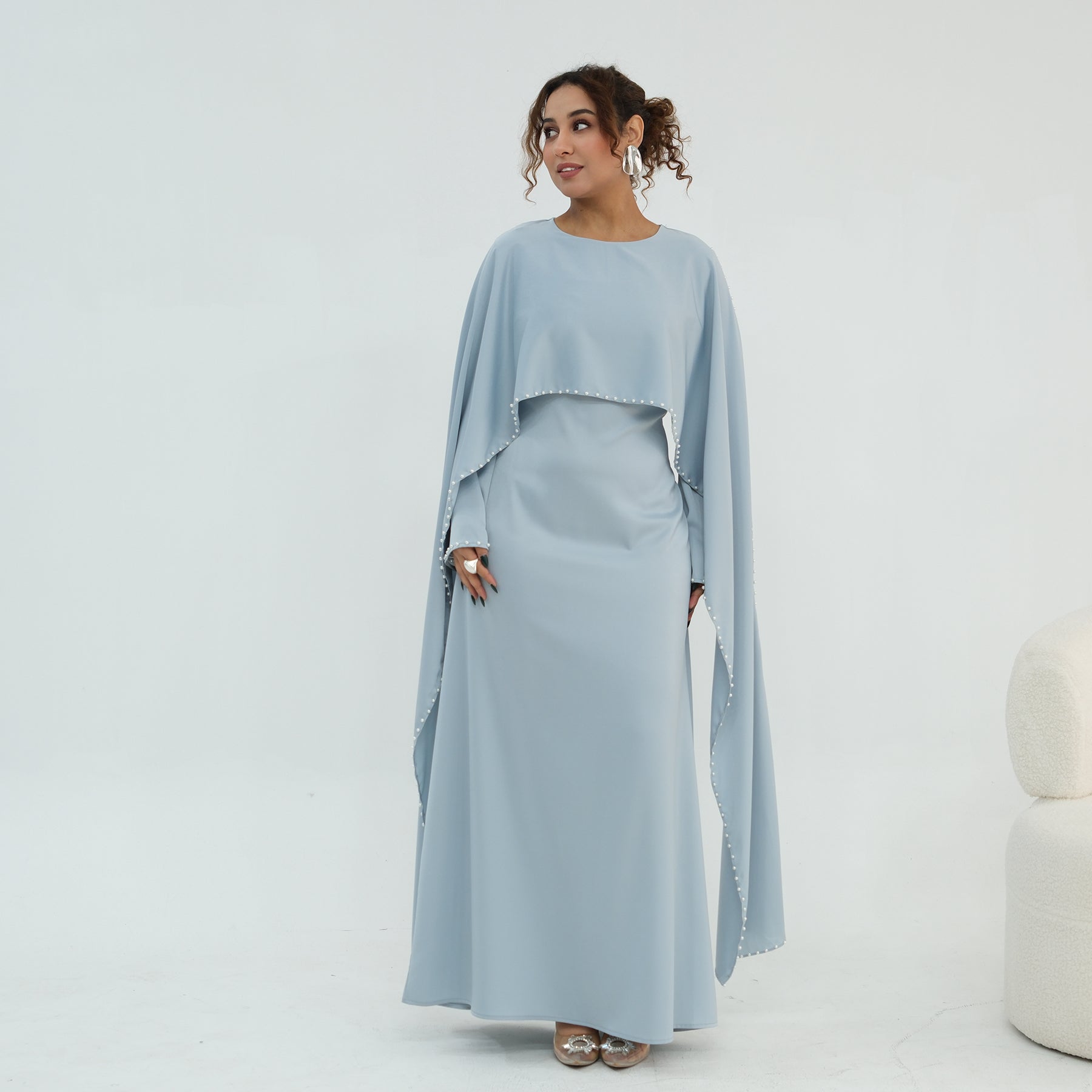 Jawaher Pearl Embellished Eid Abaya - close up