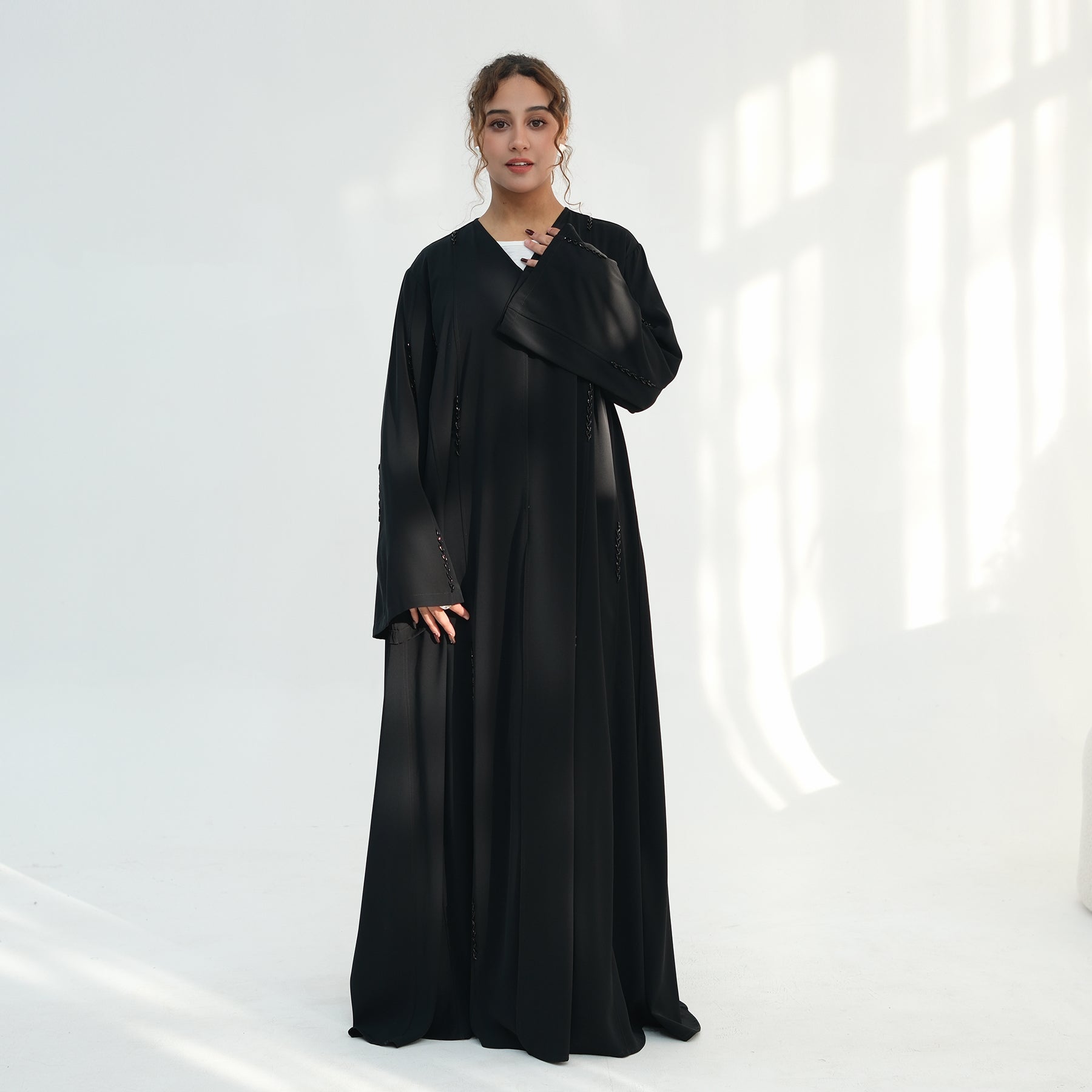 Sabah Beaded Kaftan Abaya - close up