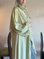 Noor Floral Lace Cardigan Abaya - full look