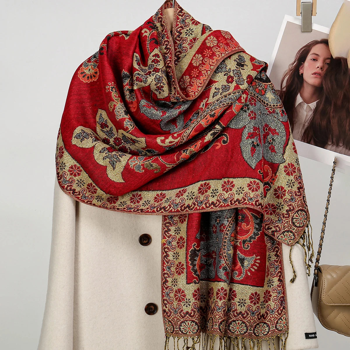 Ethnic Paisley Embroidery Viscose Hijab Retro Cashew Cotton Muslim Women Scarf Wraps Ladies Elegant Shawls Turban Headscarf