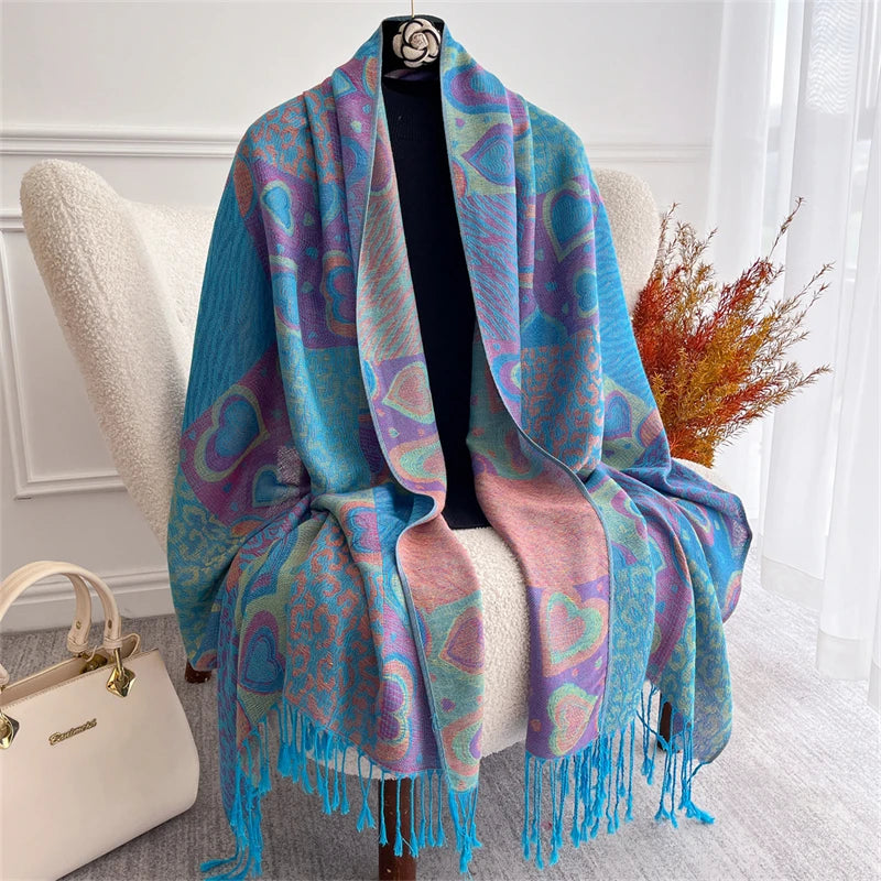 Bohemian Paisley Jacquard Shawl – Soft Tassel Scarf