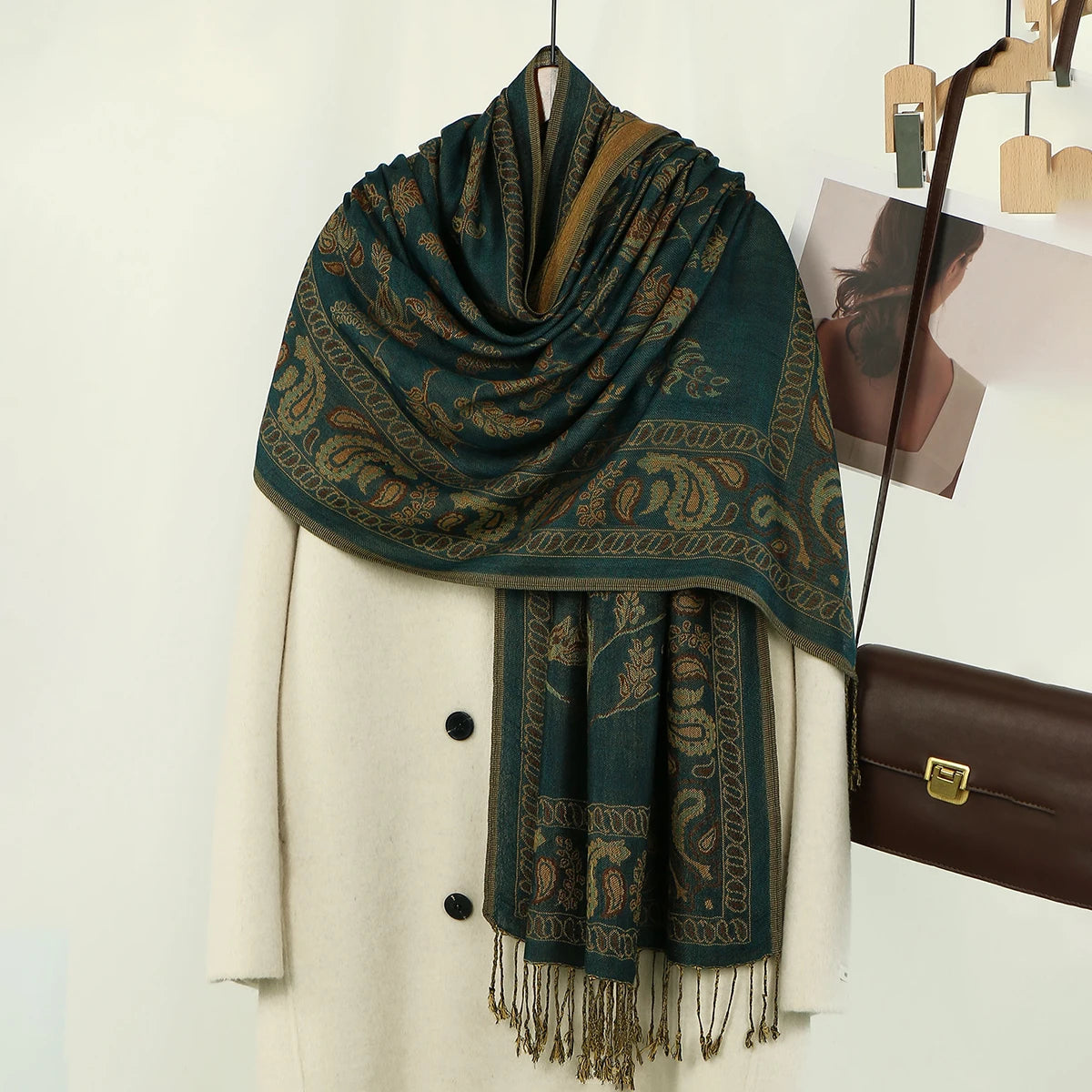 Ethnic Paisley Embroidery Viscose Hijab Retro Cashew Cotton Muslim Women Scarf Wraps Ladies Elegant Shawls Turban Headscarf