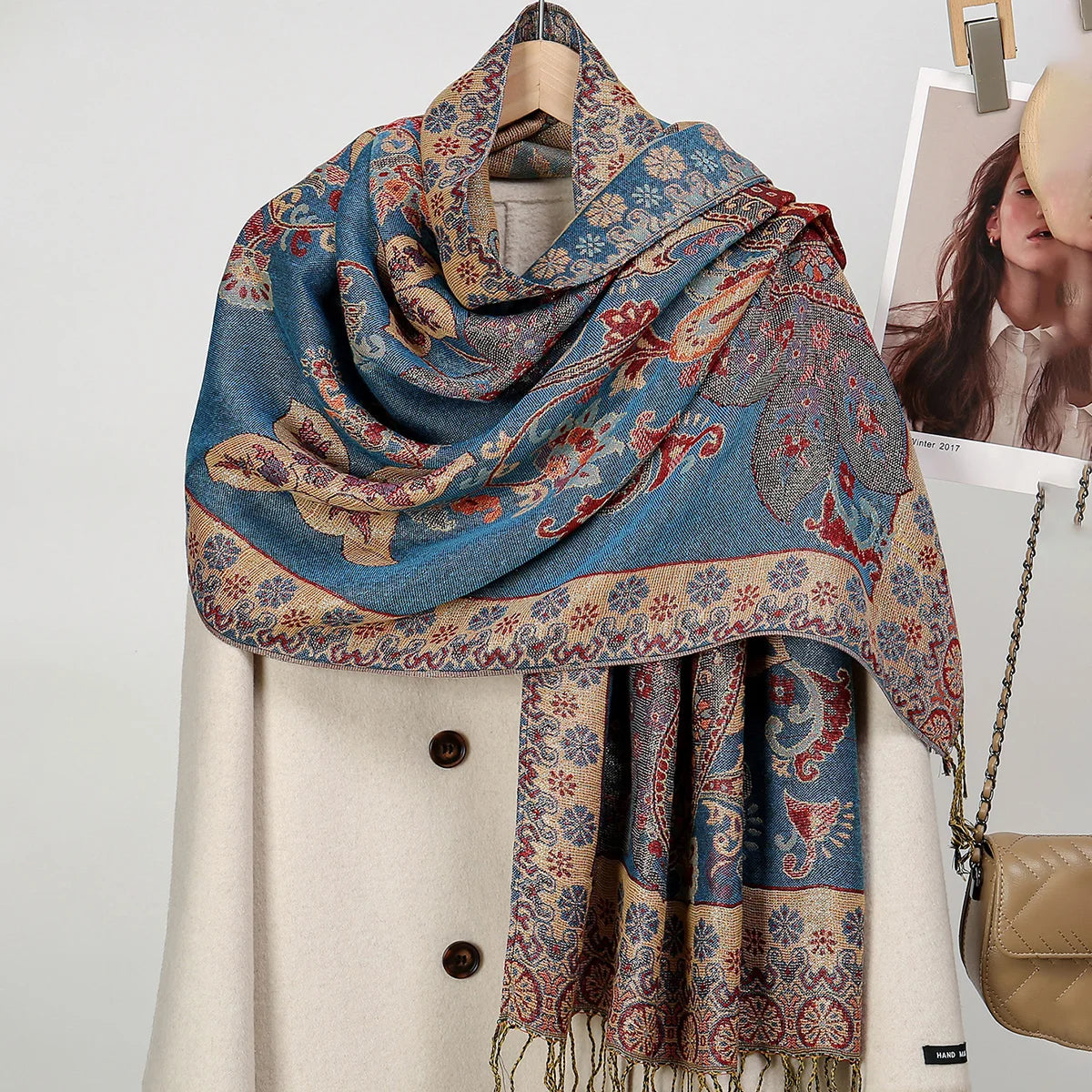 Ethnic Paisley Embroidery Viscose Hijab Retro Cashew Cotton Muslim Women Scarf Wraps Ladies Elegant Shawls Turban Headscarf