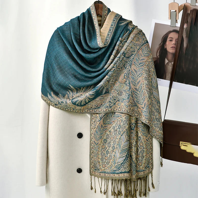 Ethnic Paisley Embroidery Viscose Hijab Retro Cashew Cotton Muslim Women Scarf Wraps Ladies Elegant Shawls Turban Headscarf