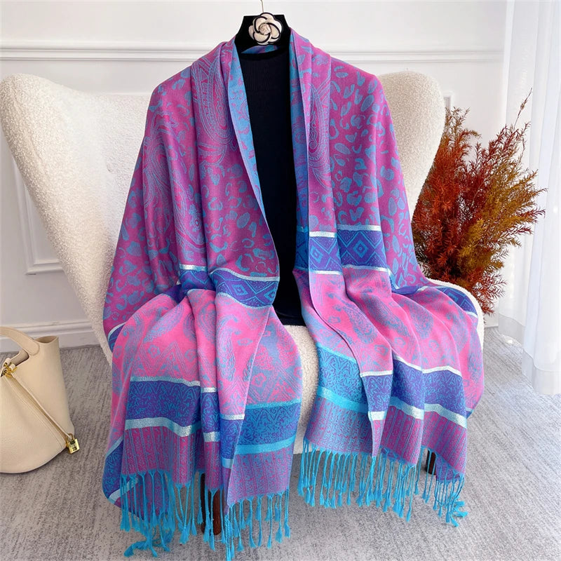 Bohemian Paisley Jacquard Shawl – Soft Tassel Scarf