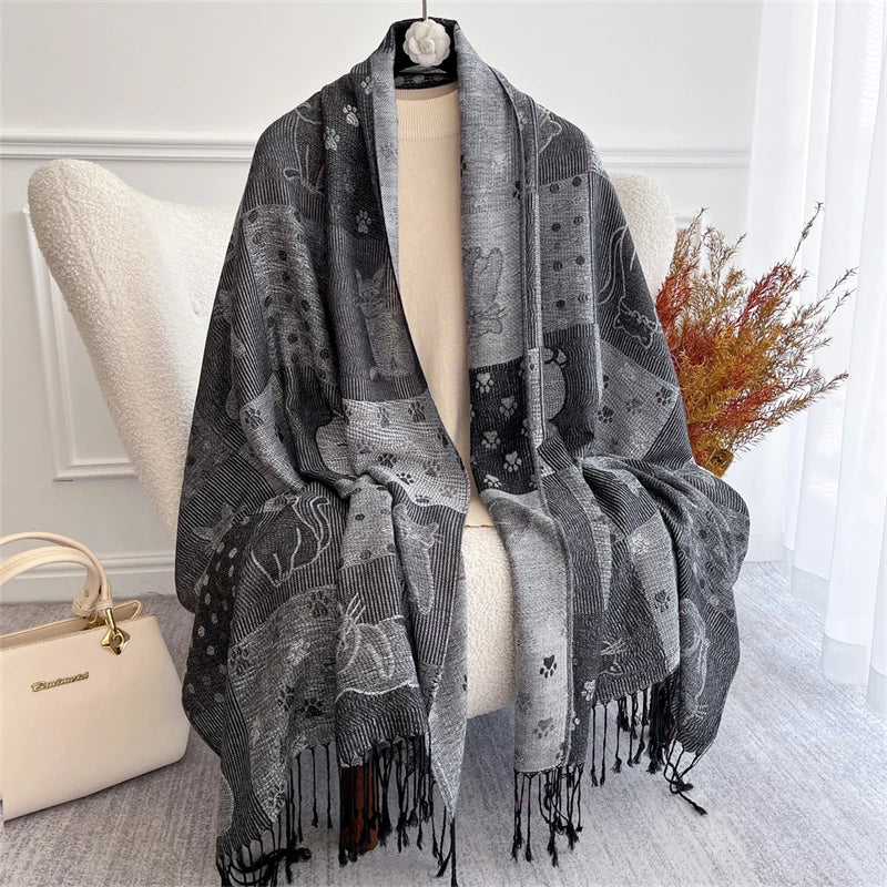 Bohemian Paisley Jacquard Shawl – Soft Tassel Scarf