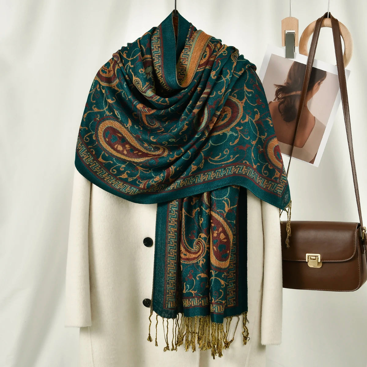 Ethnic Paisley Embroidery Viscose Hijab Retro Cashew Cotton Muslim Women Scarf Wraps Ladies Elegant Shawls Turban Headscarf
