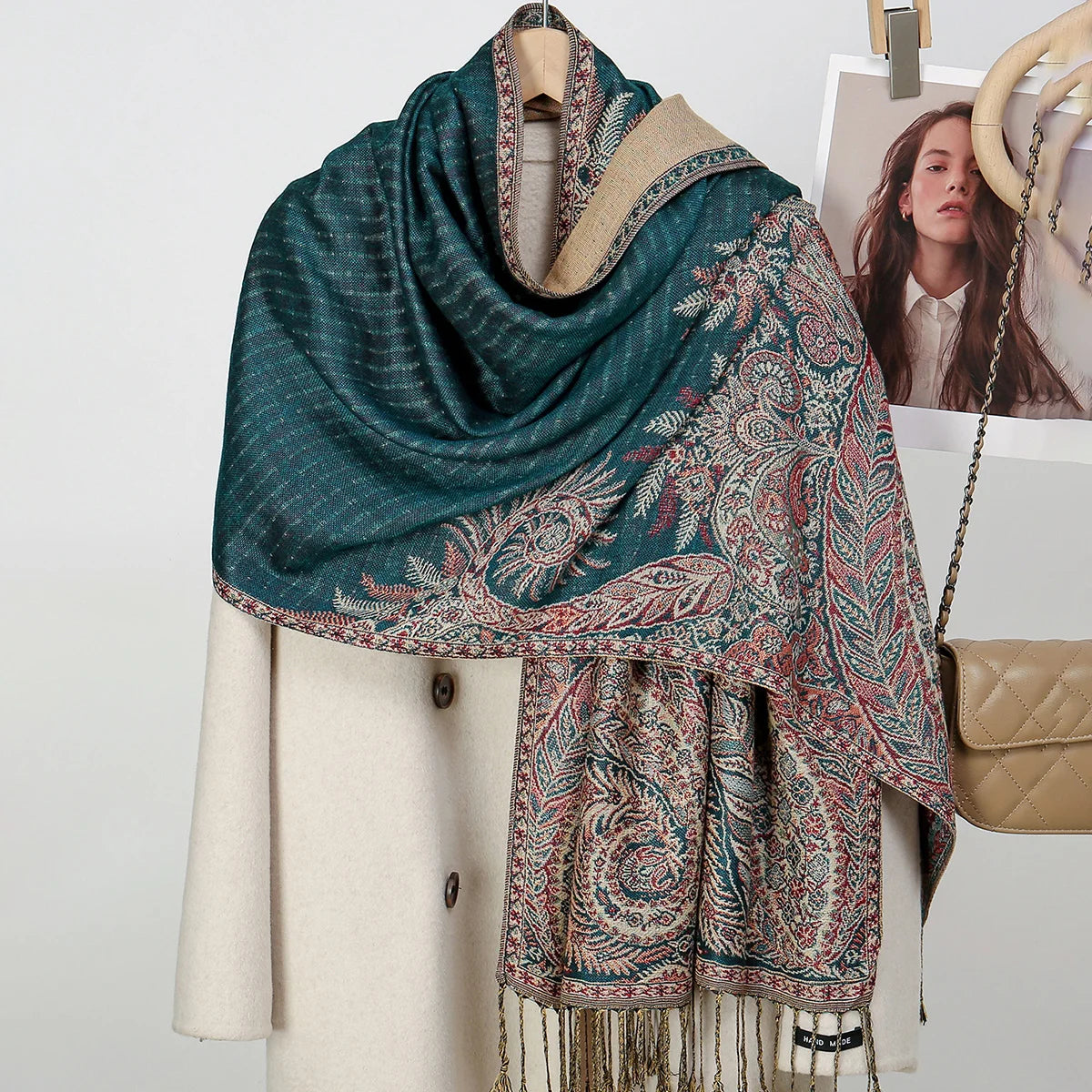 Ethnic Paisley Embroidery Viscose Hijab Retro Cashew Cotton Muslim Women Scarf Wraps Ladies Elegant Shawls Turban Headscarf
